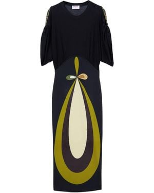 Emilio Pucci Robe Longue À Imprimé Graphique - Bleu