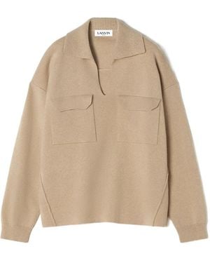 Lanvin Patch-Pocket Sweater - Natural