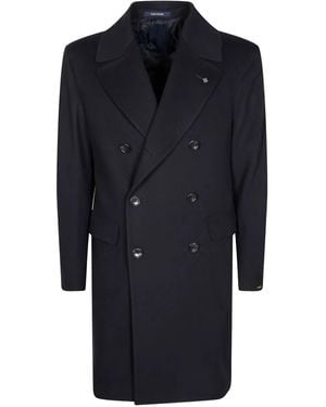 Tagliatore Brooch-detail Double-breasted Coat - ブルー
