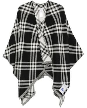 Burberry Capa Check Deshilachada - Negro