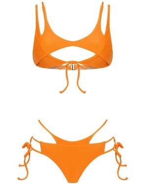 Amir Slama Haut De Bikini À Découpes À Nouer - Orange