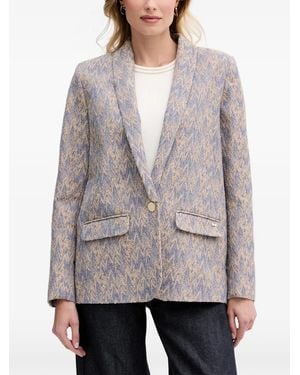 Mos Mosh Mmwren Eve Chevron-Pattern Shawl-Collar Blazer - Grey