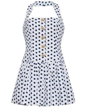 Cara Cara Polka-Dot Halterneck Mini Dress - White