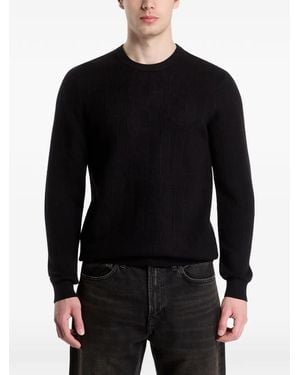 Guess Pull À Logo Intarsia Intégral - Black