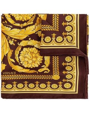 Versace Printed Silk Twill Scarf 90 Cm - Metallic