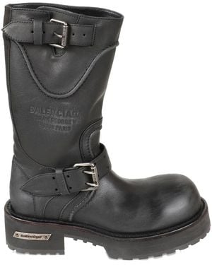 Balenciaga Venom Buckle-Strap Leather Boots - Black
