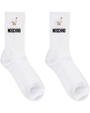 Moschino Logo-Embellishment Socks - White