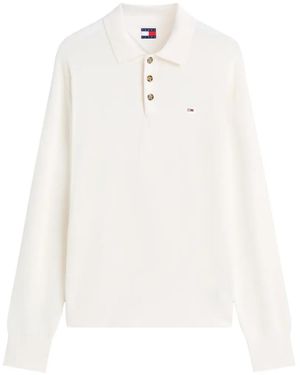Tommy Hilfiger Logo-Patch Long-Sleeve Polo Shirt - White