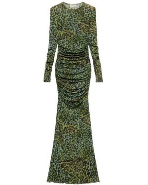 Blumarine Long-Sleeve Ruched Maxi Dress - Green