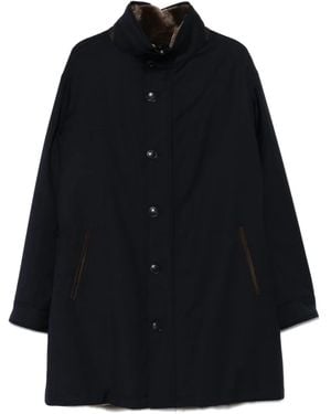 Manzoni 24 Button-Fastening Velvet-Collared Coat - Blue