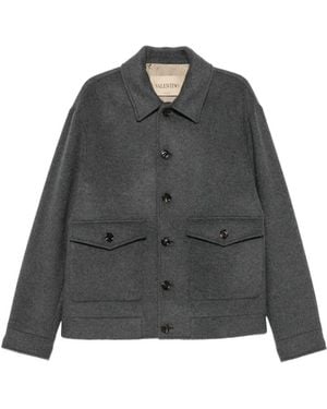 Valentino Garavani Button-Fastening Flap-Pocket Jacket - Black