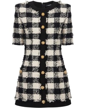 Balmain チェック ツイードドレス - ブラック