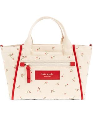 Kate Spade Dash Floral-Print Canvas Tote Bag - Red