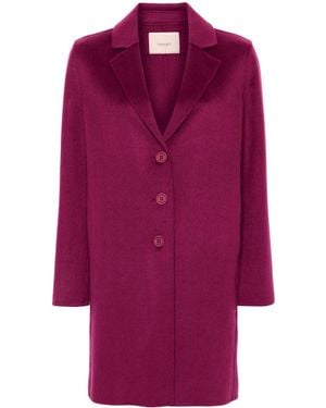 Twin Set Logo-Patch Coat - Purple