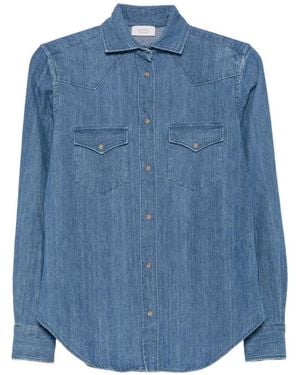 Mazzarelli Western-Style Denim Shirt - Blue