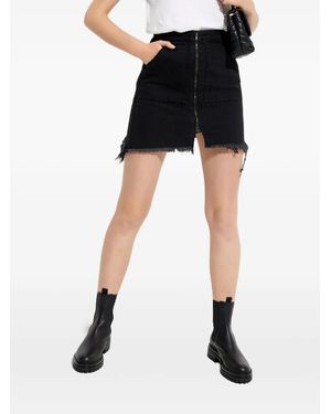 One Teaspoon Zip Frayed Mini Skirt - Black