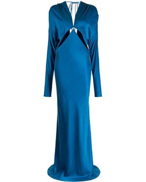 Aleksandre Akhalkatsishvili Cut Out-Detail Satin Maxi Dress - Blue