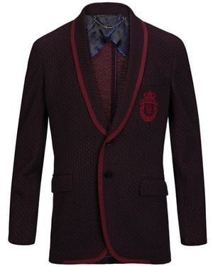 Billionaire Bob Blazer Met Geborduurd Logo En Sjaalrevers - Blauw