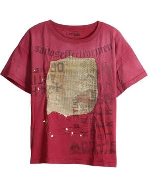 SAITOS Patch-Detail Graphic-Print T-Shirt - Red
