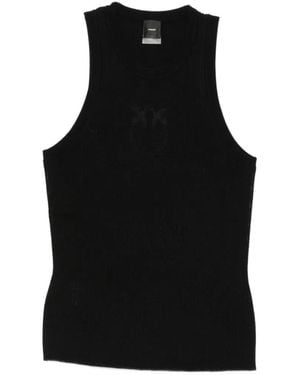 Pinko Love Birds Ribbed Top - Black