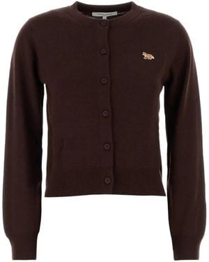 Maison Kitsuné Chocolate Wool Cardigan - Brown