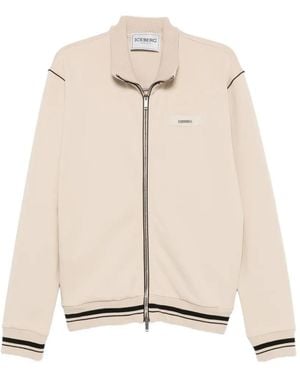 Iceberg Sweater Met Gestreepte Afwerking En Rits - Naturel