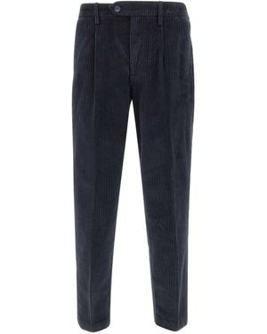 Re-hash Darts Corduroy-Texture Chinos Trousers - Blue