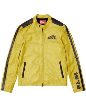 DIESEL Pop Leather Jacket - Yellow