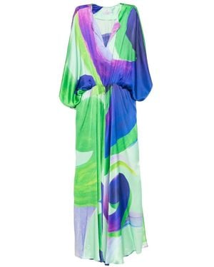 Themis Z Ianthe Abstract-Print Silk Maxi Dress - White