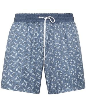 Billionaire Monogram-Print Swim Shorts - Blue