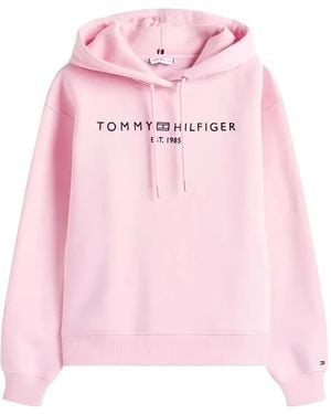 Tommy Hilfiger Felpa Con Cappuccio E Logo - Rosa