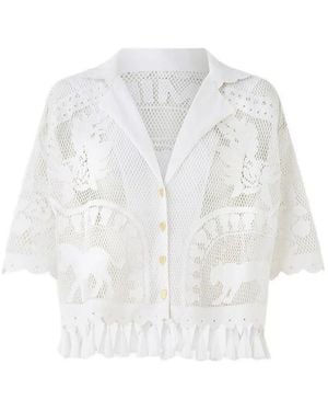 CAMILLA Cropped Collar Blouse - White