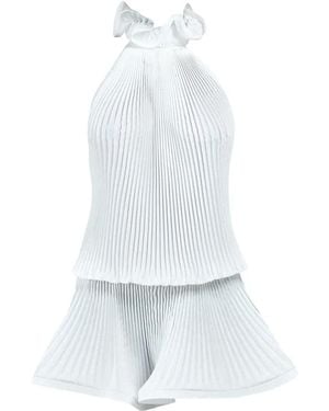 ROWEN ROSE Geplooide Mini-Jurk Met Col - Wit