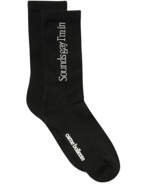 Carne Bollente Logo-Embroidered Ribbed-Knit Socks - Black