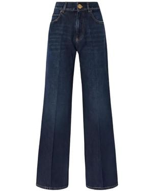 Pinko Wanda Pressed-Crease Wide-Leg Jeans - Blue