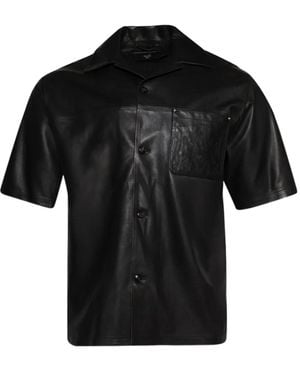 Amiri Ma Embroidery Leather Shirt - Black
