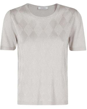 Gran Sasso Argyle-Pattern Metallic-Effect T-Shirt - White
