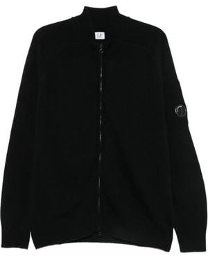C.P. Company Lambswool Lens Zipped Jumper - Black