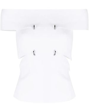 McQueen カットアウト オフショルダートップ - ホワイト