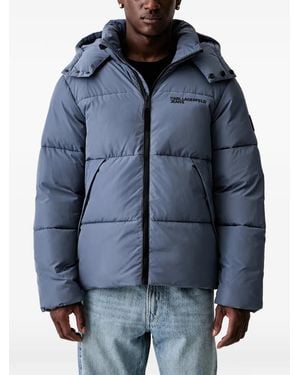 KARL LAGERFELD Hooded Puffer Jacket - Blue