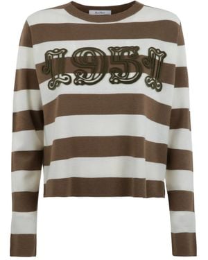 Max Mara Striped Appliqué Jumper - Grey