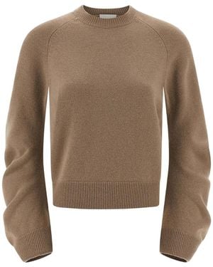 Nude Cuffed-Sleeve Crewneck Sweater - Brown