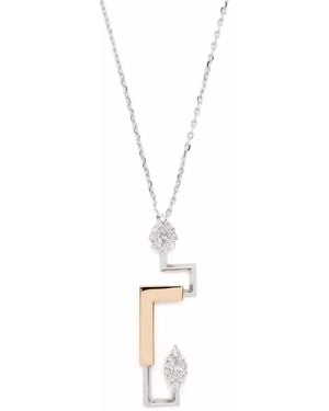 YEPREM Collar Con Colgante Estructurado En Oro De 18 Ct Con Diamantes - Blanco