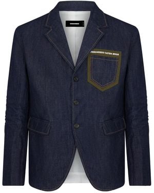 DSquared² Single-Breasted Denim Blazer - Blue