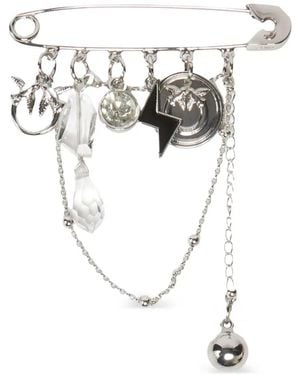 Pinko Broche Love Birds À Breloque - Blanc