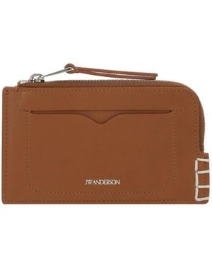JW Anderson Leather Loafer Zip Wallet - Brown