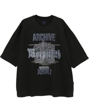 Juun.J Graphic-Print Panelled T-Shirt - Black
