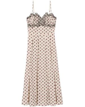 Claudie Pierlot Robe Mi-Longue Brodée À Fleurs - Blanc