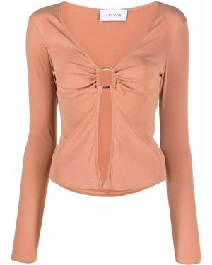 Anemos Ring-Detailed Long-Sleeved Top - Blue