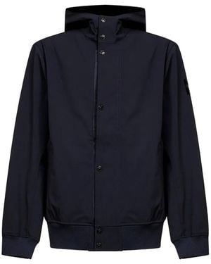 Stone Island Logo-Patch Hooded Jacket - Blue